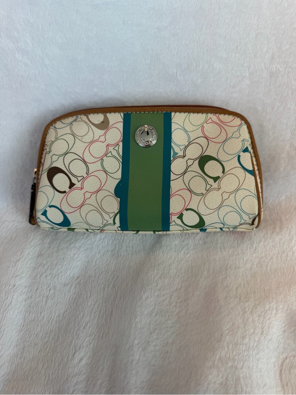 Coach Heritage Signature Multicolored Stripe Cosmetic Case Pouch